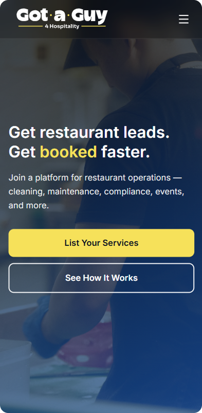Mobile app interface showing service provider profile setup - Step 1